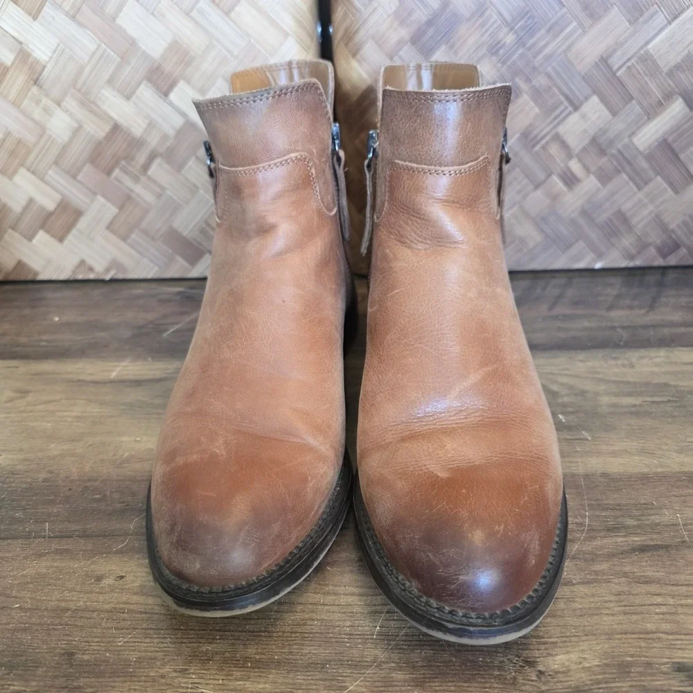 Franco Sarto Boots Women's Size 9M Brown Leather Booties Ankle Worn Halford